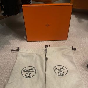 Authentic Hermes Orion sandal dust bags and box